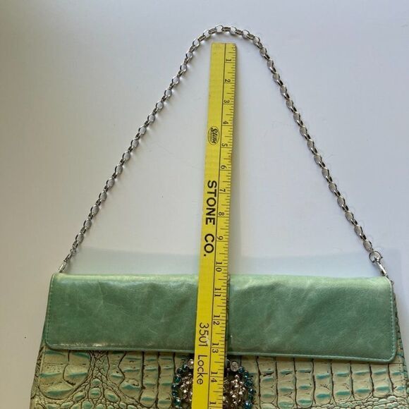 Michelle Monroe RARE Croc Embossed Clutch with Chain Shoulder Strap - Picture 13 of 13